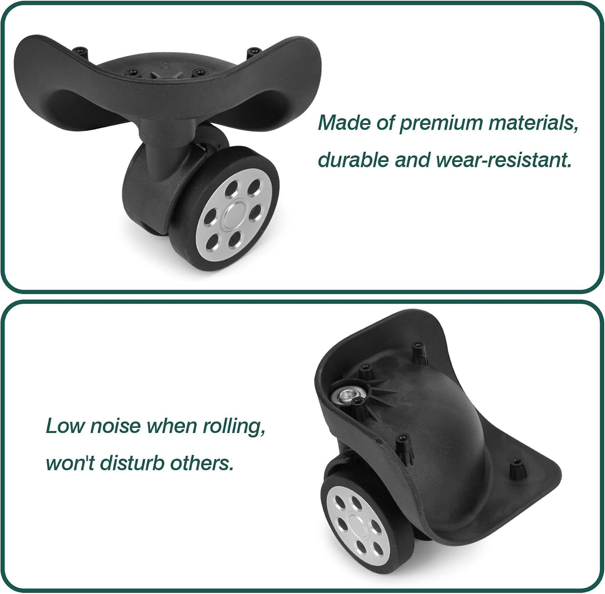 1Pair Double Row Luggage Replacement Caster Wheels Suitcase Repair A135C