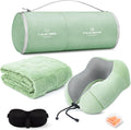 urnexttour Travel Pillow and Blanket Set Neck Pillow Airplane Foam Sage