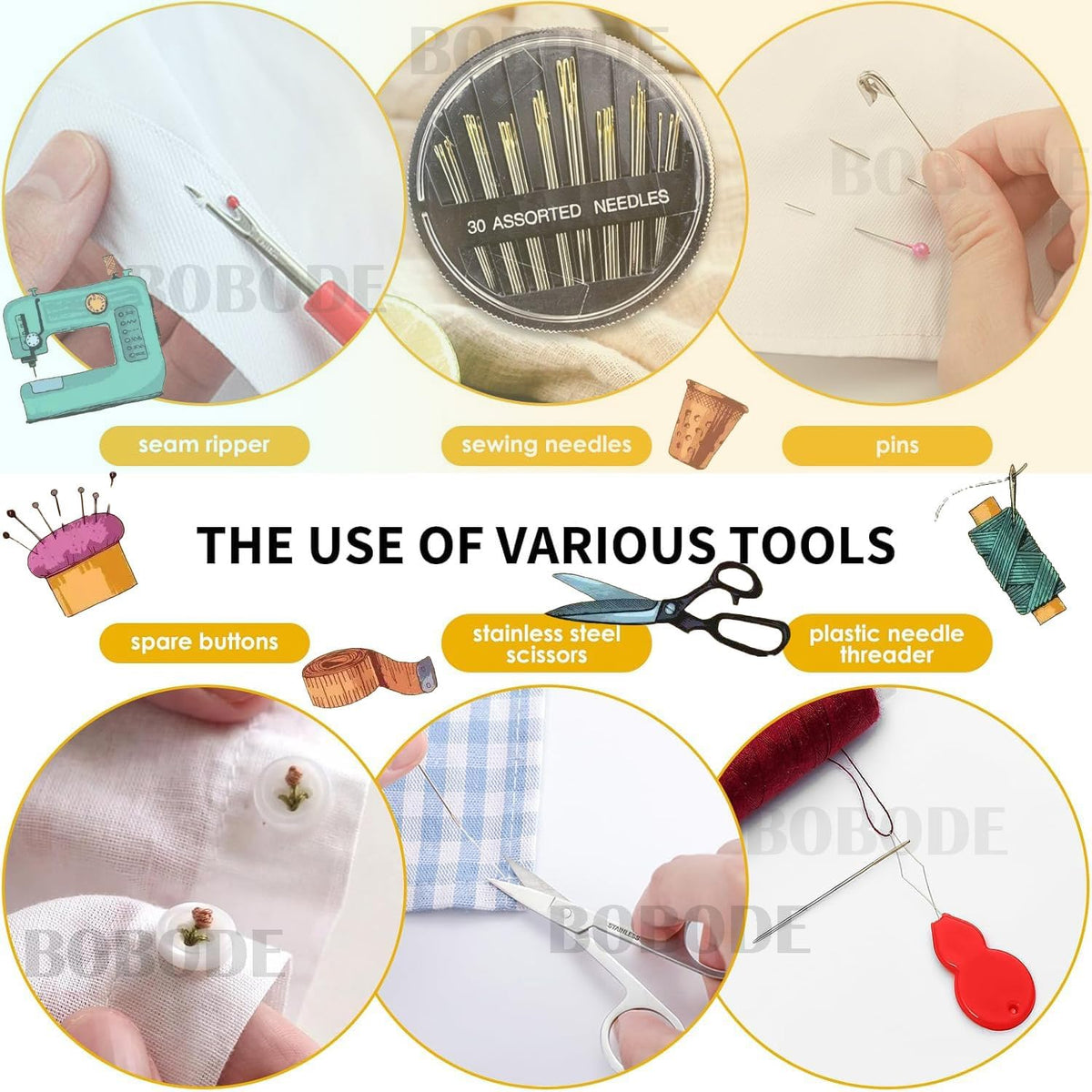 Bobode Travel Sewing Kit with 24 Sewing Thread & Heavy Duty Sewing Needles