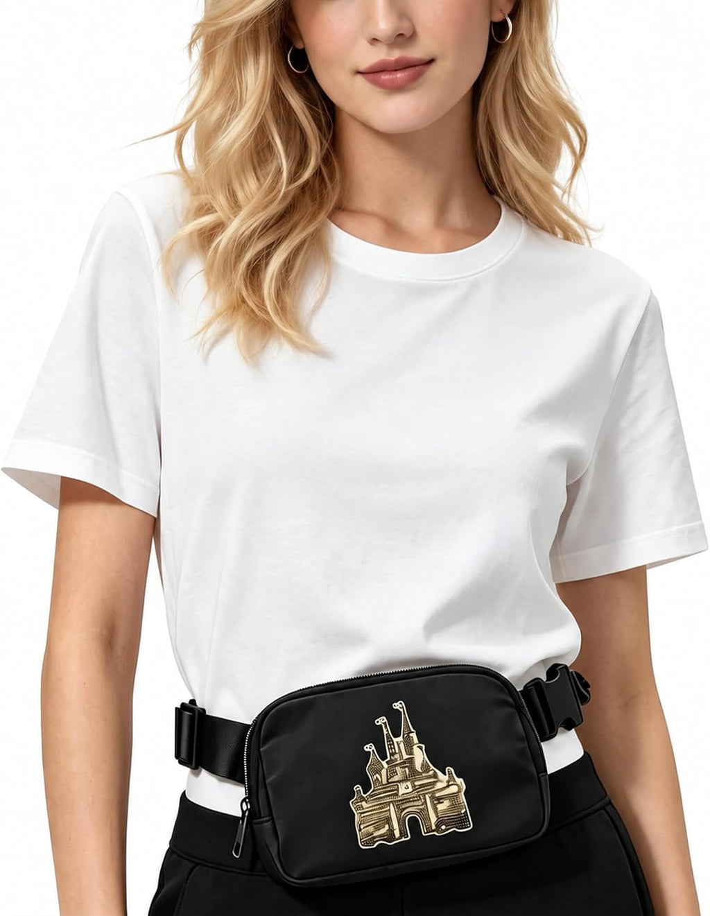 Magic Kingdom Sequin Belt Bag for Women Waterproof Waist Fanny Pack for Teen Girls Crossbody Bags for Traveling Jogging (pinkA)