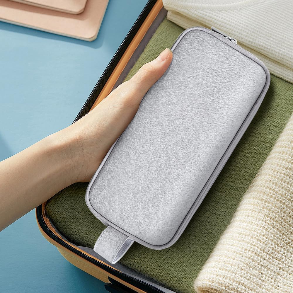 Teskyer Double Layer Cable Organizer Bag, Travel Tech Pouch, Light Grey