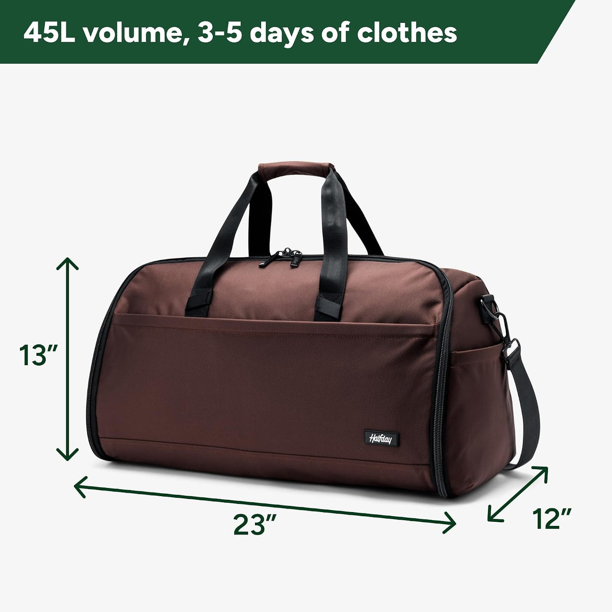 Halfday Convertible 2-in-1 Premium Garment Duffel 45L Weekender, Port