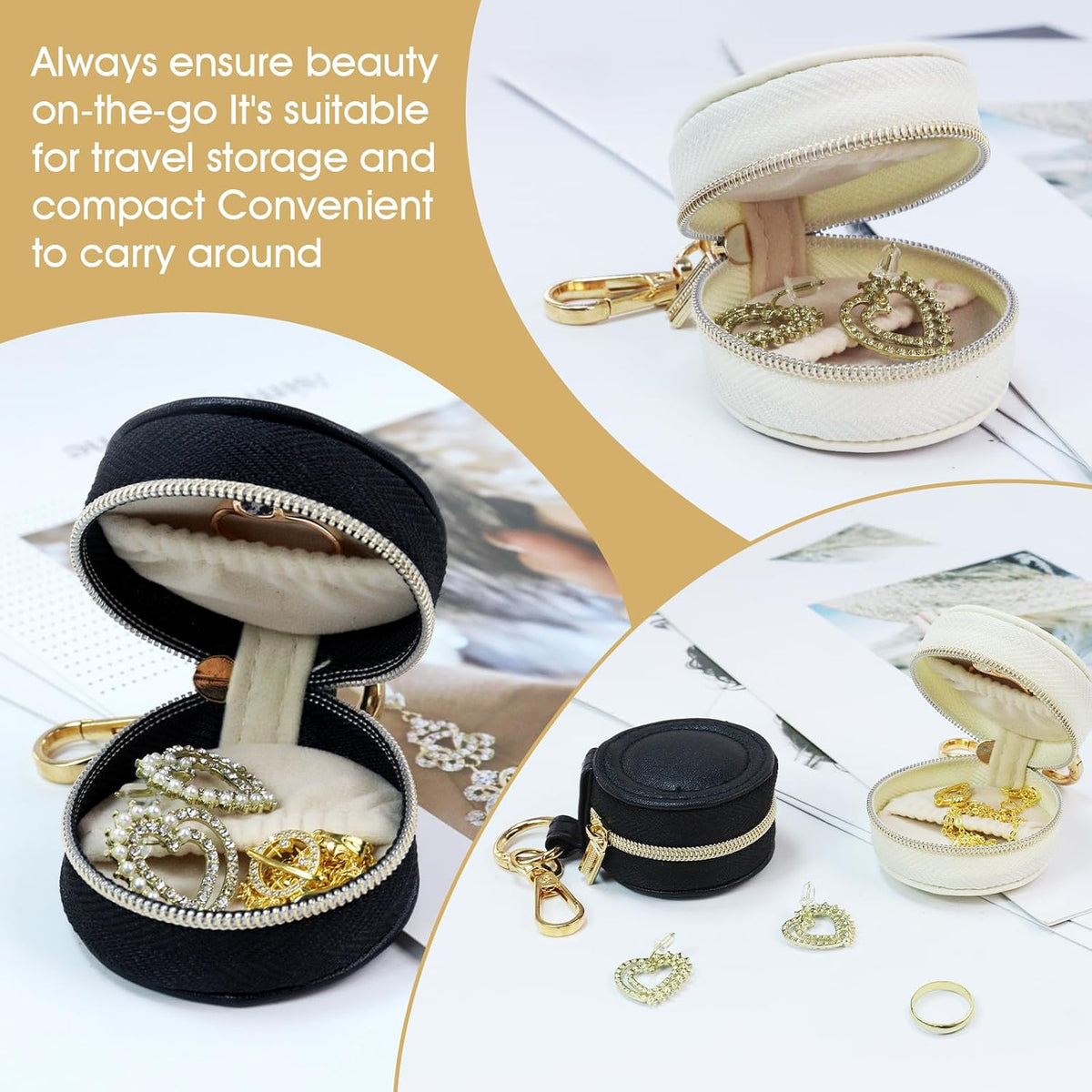 Portable Ring Keychain Holder - White Jewelry Holder