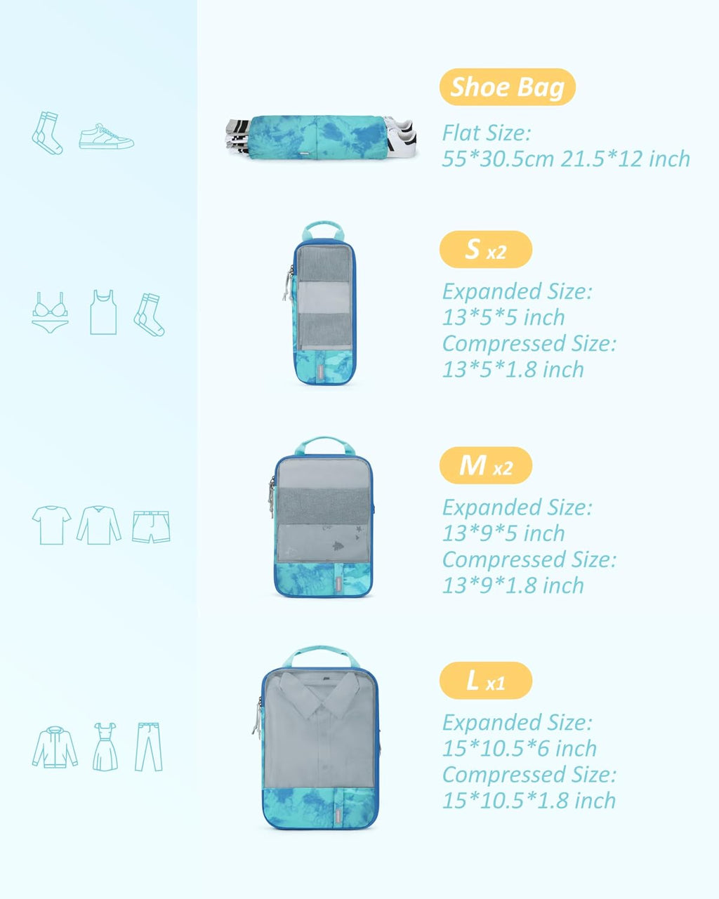BAGSMART Compression Packing Cubes for Travel Essentials