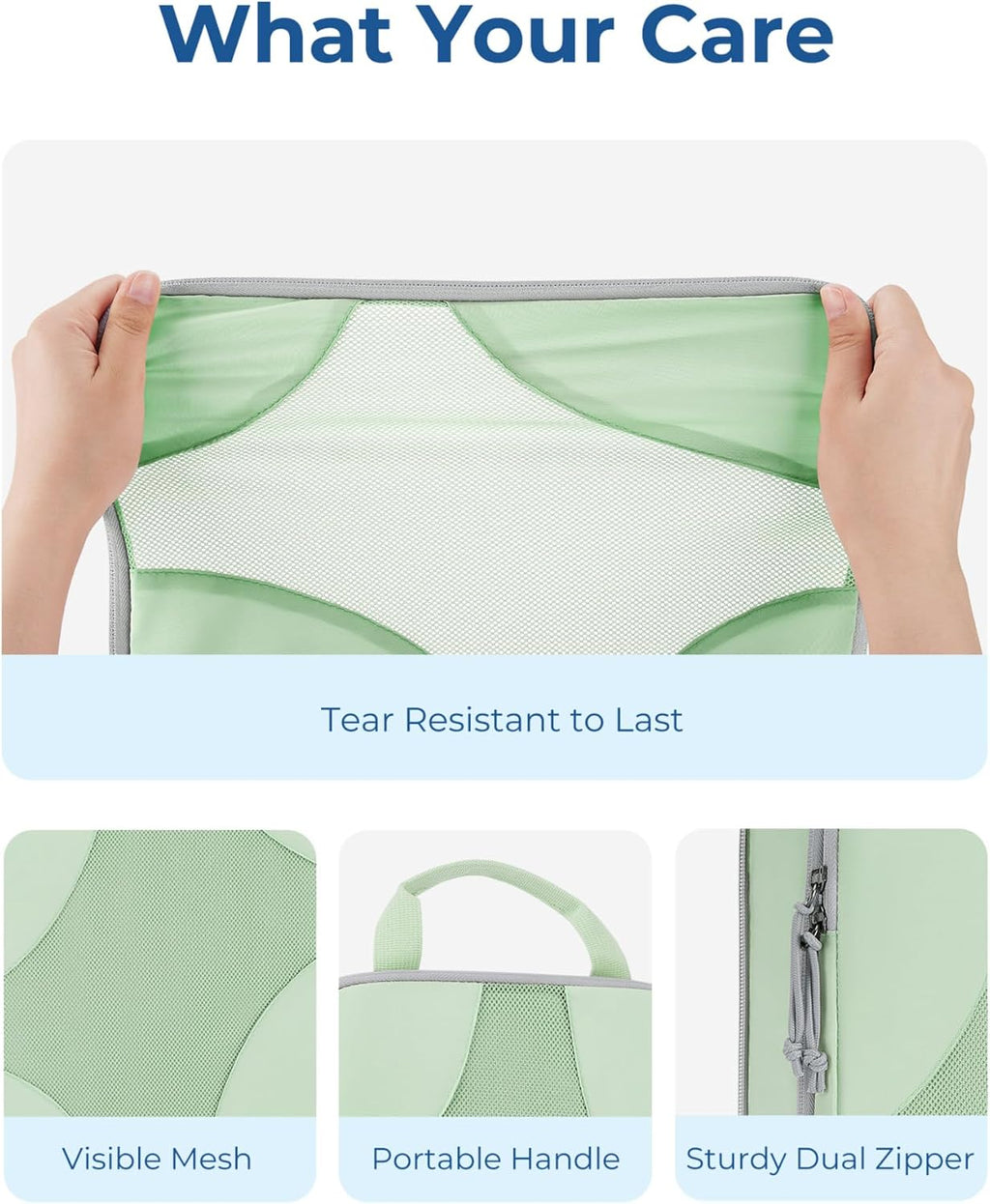 Bagsmart Compression Packing Cubes (Light Green, 6 Set)