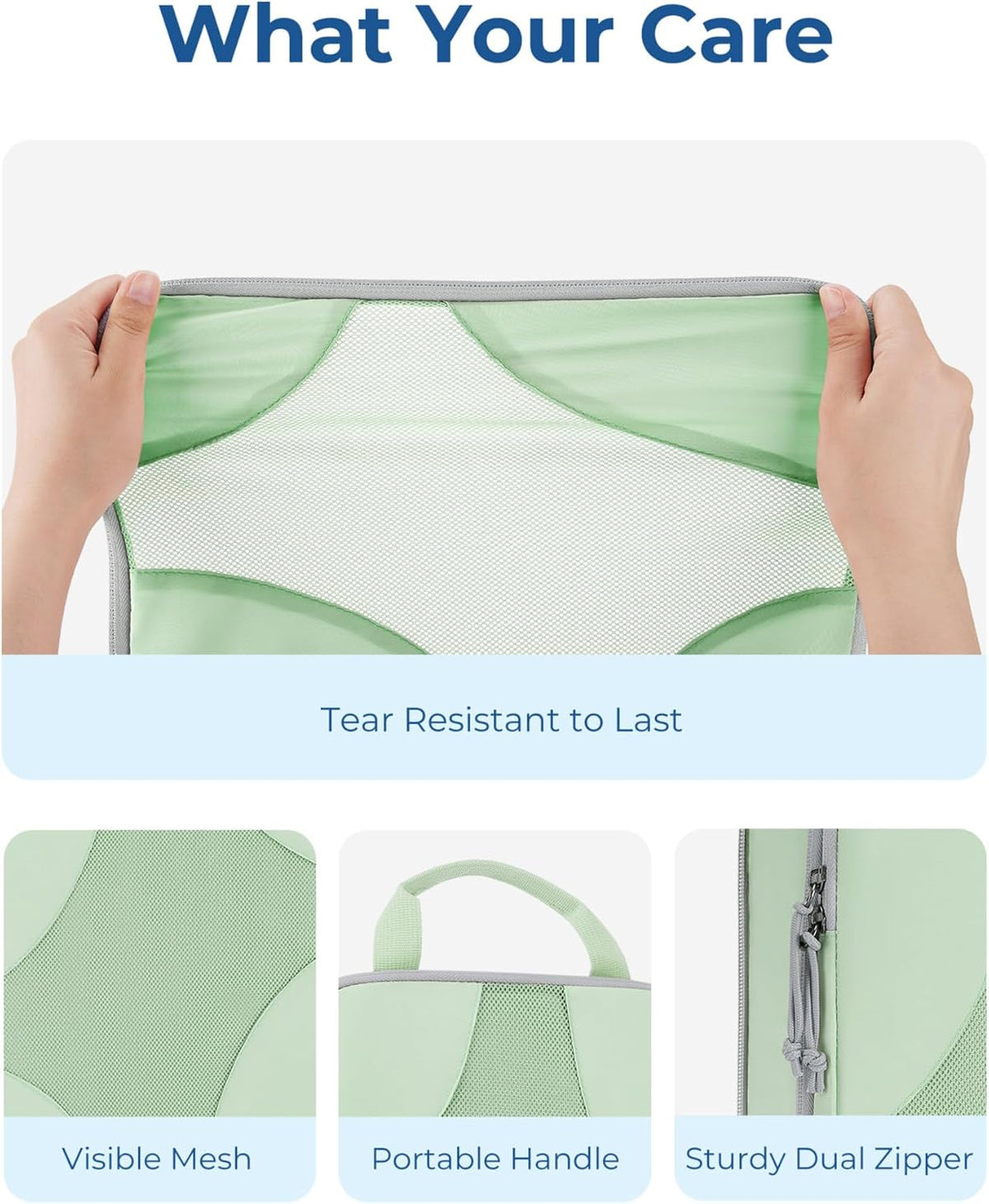 Bagsmart Compression Packing Cubes (Light Green, 6 Set)