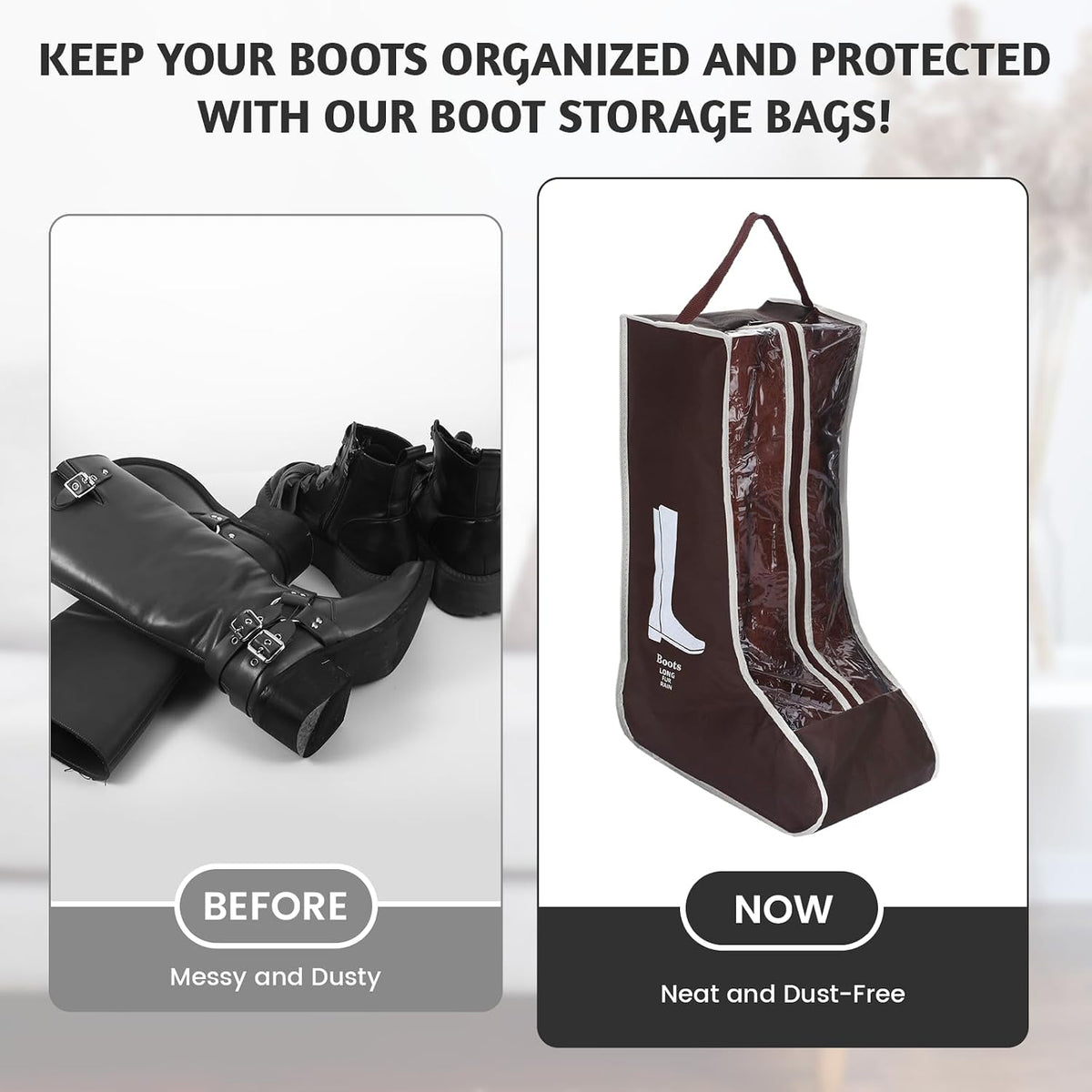 2 Pcs Clear Boot Storage Bag,Plastic Tall Boot Bag,Shoe Bags for Travel,Clear Shoe Bags for Tall Boot Storage,Boot Bags for Cowboy Boots,Waterproof & Dustproof Boot Bags for Travel,Boot Bag Equestrian