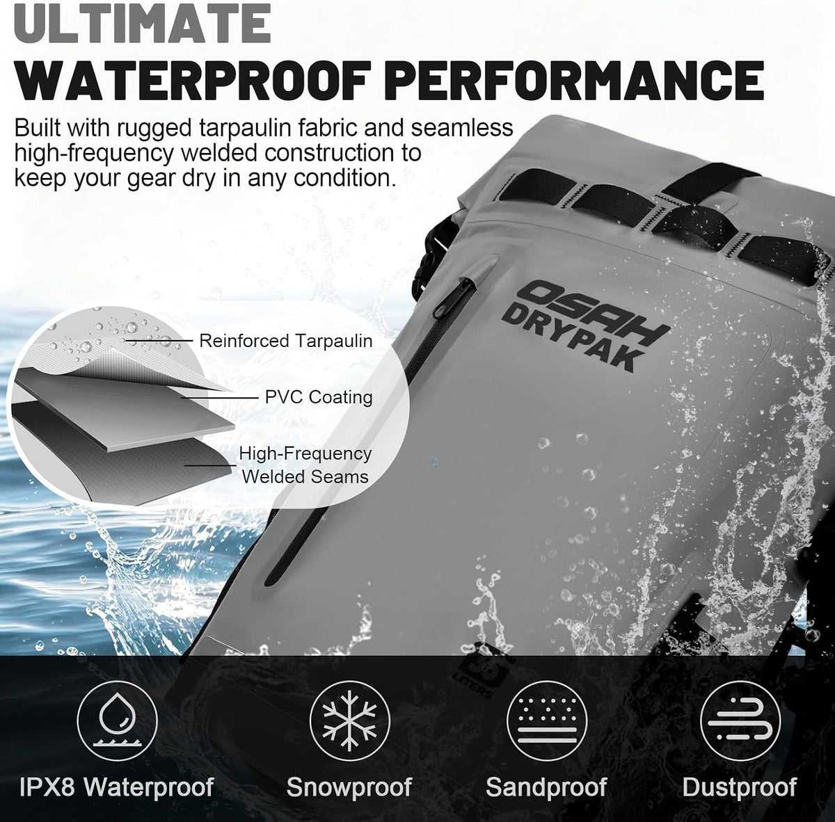 Waterproof Dry Bag Backpack 25L/35L/55L/85L, Roll-Top Heavy Duty Rucksack