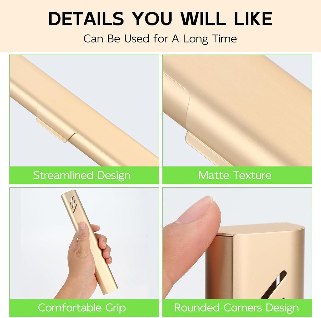 Travel Toothbrush Case, 2Pack Portable Toothbrush Holders, Durable Aluminum Toothbrush Storage Box, Small Breathable Manual Toothbrush Container for Traveling, Camping, Business Trip - Gold