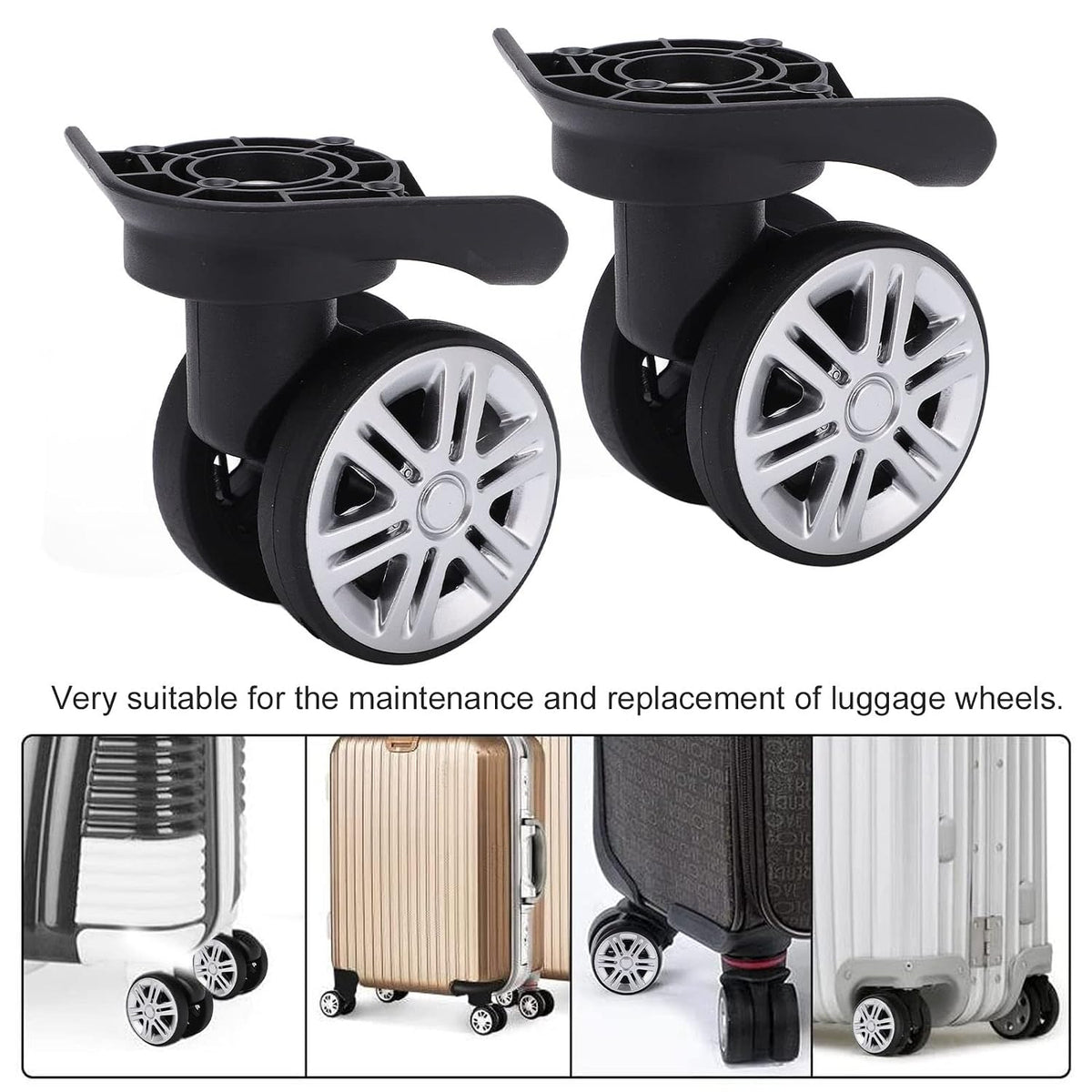 1 Pair Luggage Wheels Replacement for Suitcase Spinner Trolley Silent Double Row Caster Wheels Travel Trunk Roller Parts