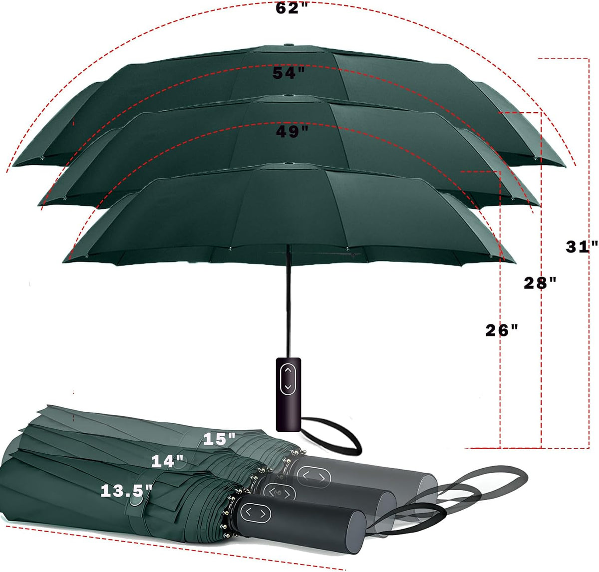 MRTLLOA Compact Golf Umbrella, 10 Ribs Vented Windproof Travel