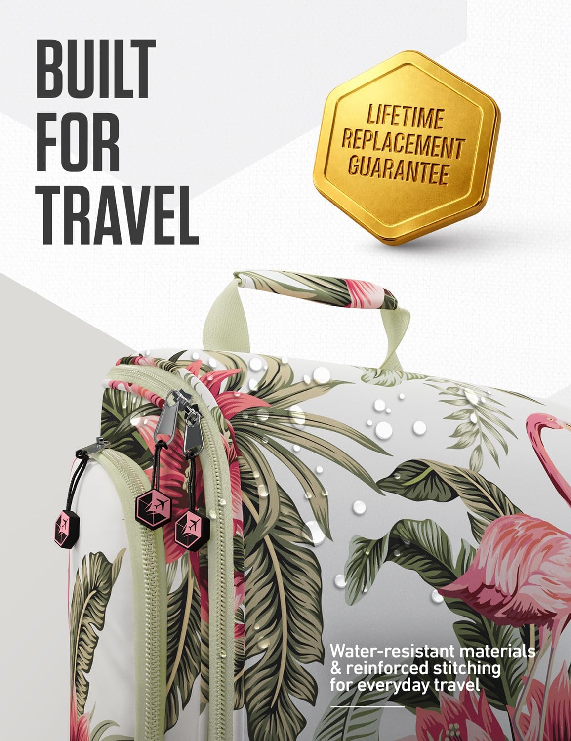 VENTURE 4TH Hanging Travel Toiletry Bag, 17 Compartments - Pink Flamingo