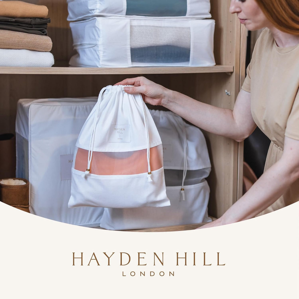 Hayden Hill Luxury Organic Cotton Dust Bags for Handbags Small 3 Pack