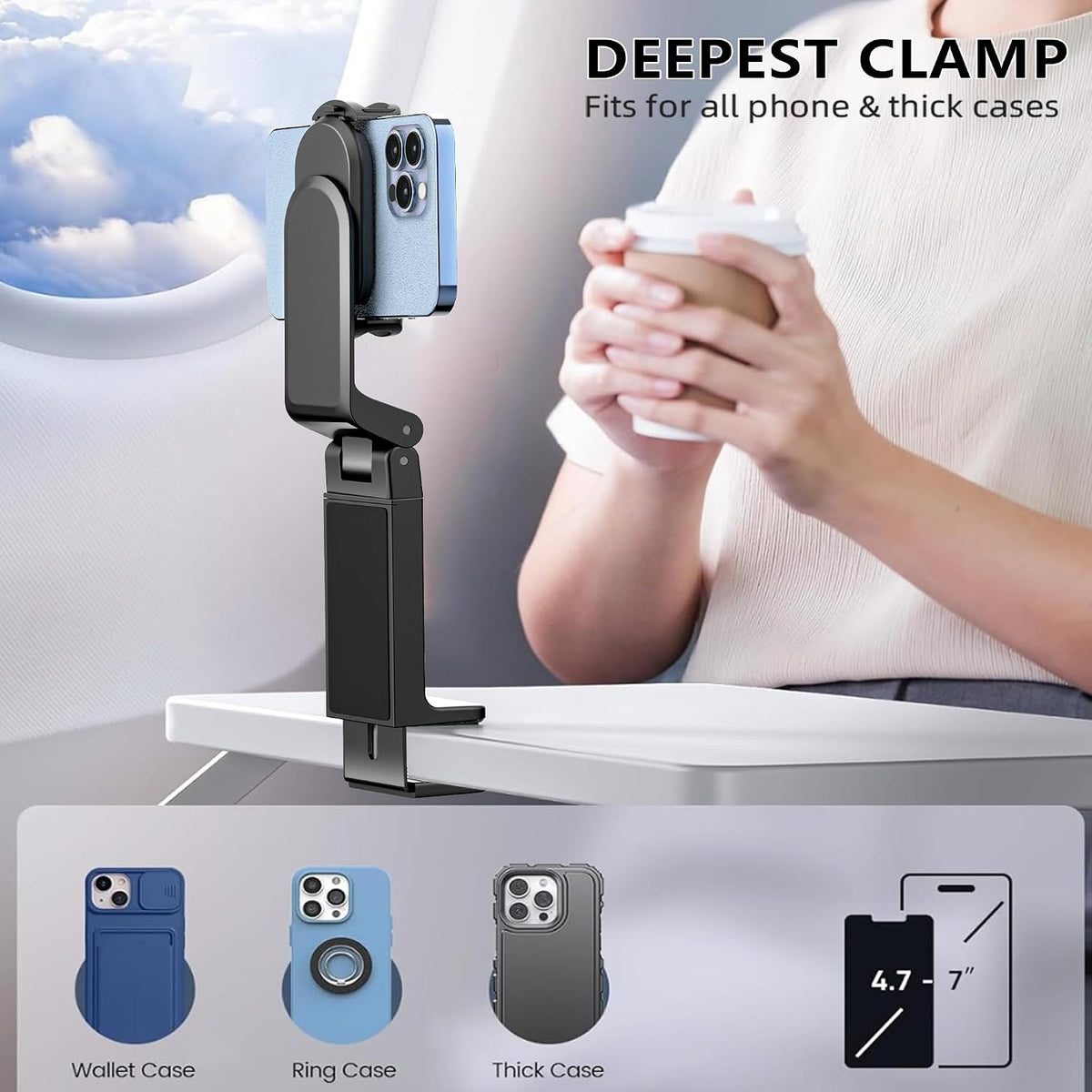 CreaDream 2 Pack Airplane Phone Holder, Phone Mount Stand for Flight Desk
