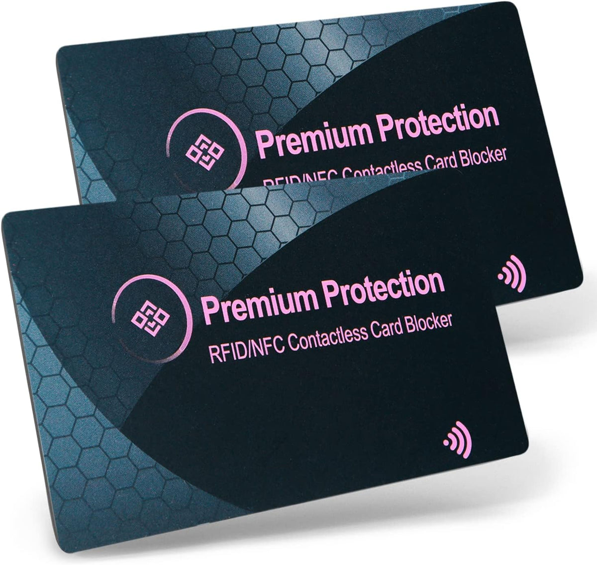 RFID Blocking Card (2 Pack) - 0.9mm Ultra Thin Credit & Debit Card Protector - One Card Shields Your Whole Wallet - Anti Fraud Contactless NFC Wallet Defender for Travel & Passport (Pink)