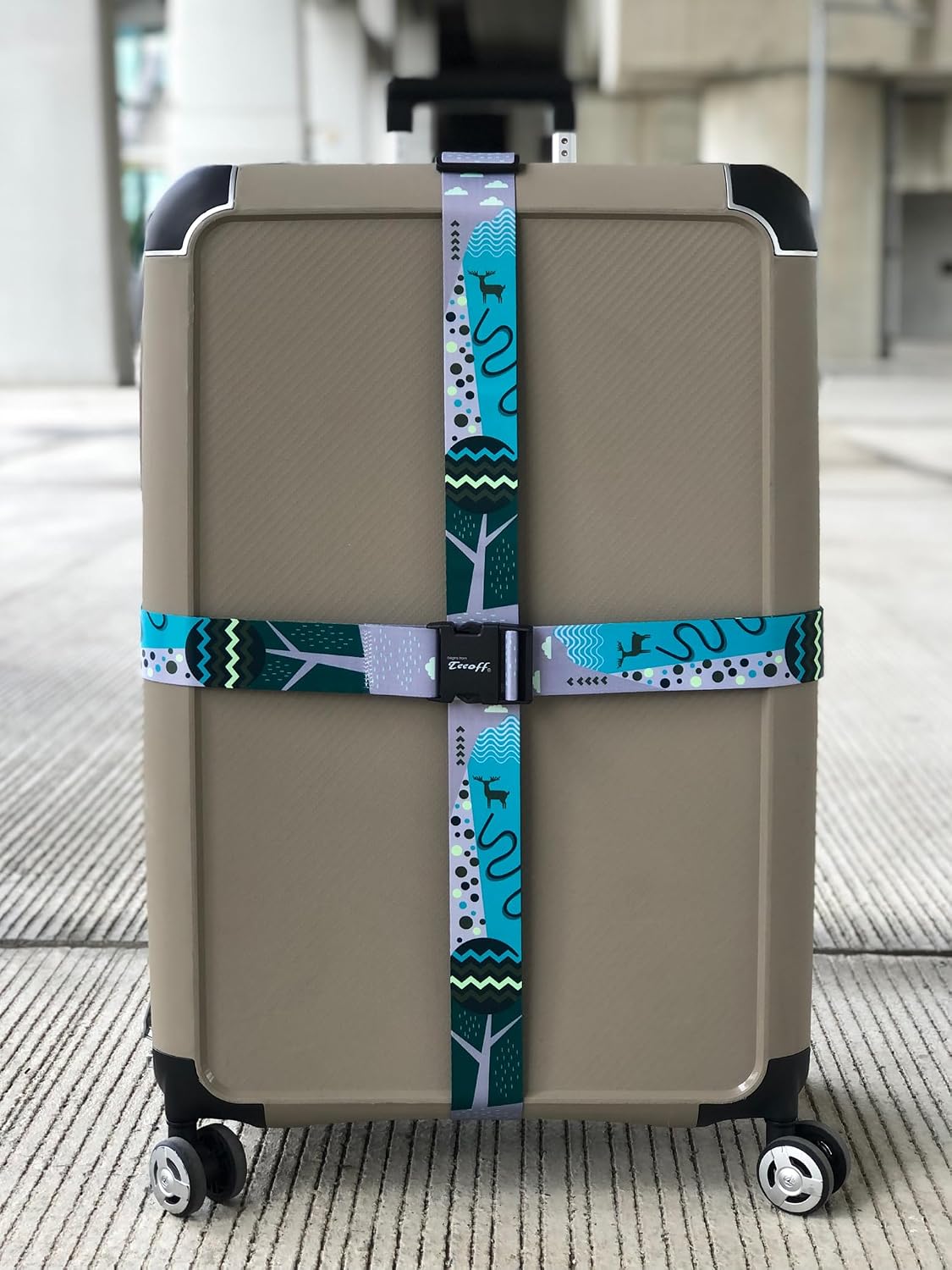 Teeoff Luggage Straps Suitcase Belts Travel Bag Accessories Adjustable 220CM (Geometric Deer - 2 Pack)