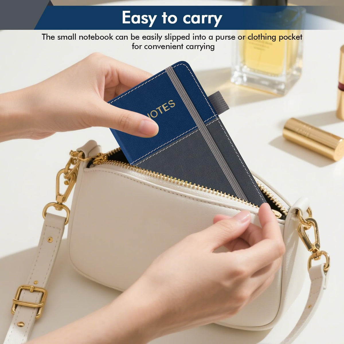 Pocket Notebook Small Journal, 3.8" x 7", A6 Lined Journaling Notebook for Women/Men Work, 140 Pages, Leather Hardcover, School Office Supplies