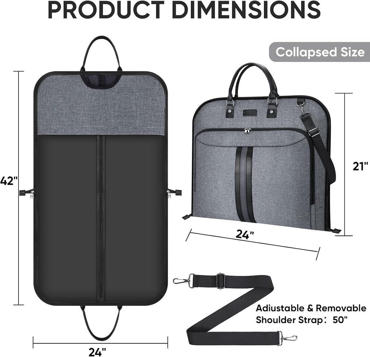 BALEINE Garment Bags for Travel, Water Resistant Carry on Suit Bag