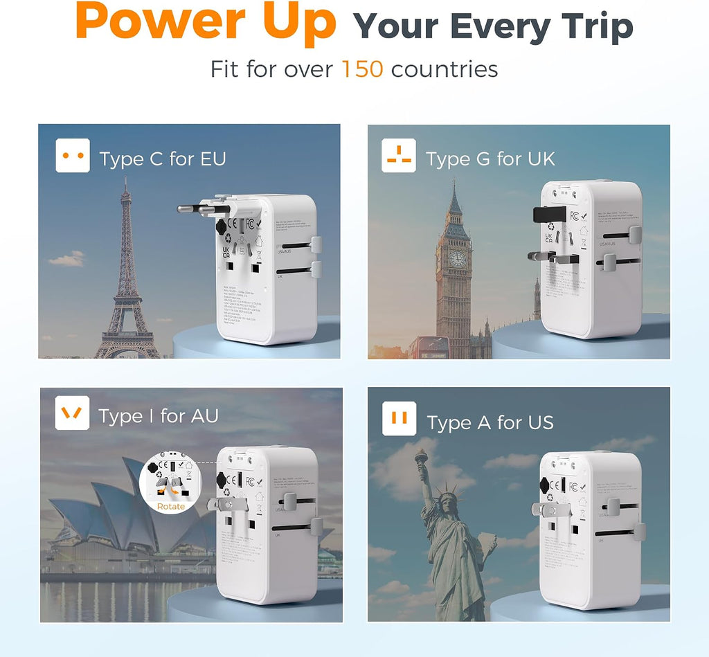 TESSAN Universal Travel Adapter PD 25W, White