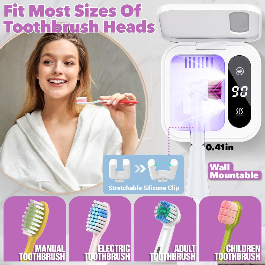 Toothbrush Sanitizer Case and Holder, DRMXBU Wall Mounted Toothbrush Holder