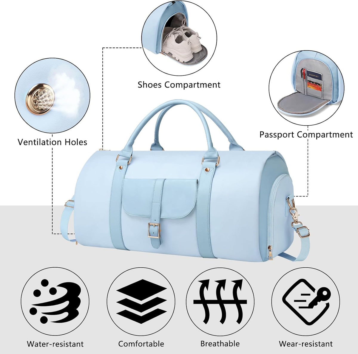 BOLOSTA 2 in 1 Convertible Garment Duffle Bags for Travel Foldable Carry On Garment Bag