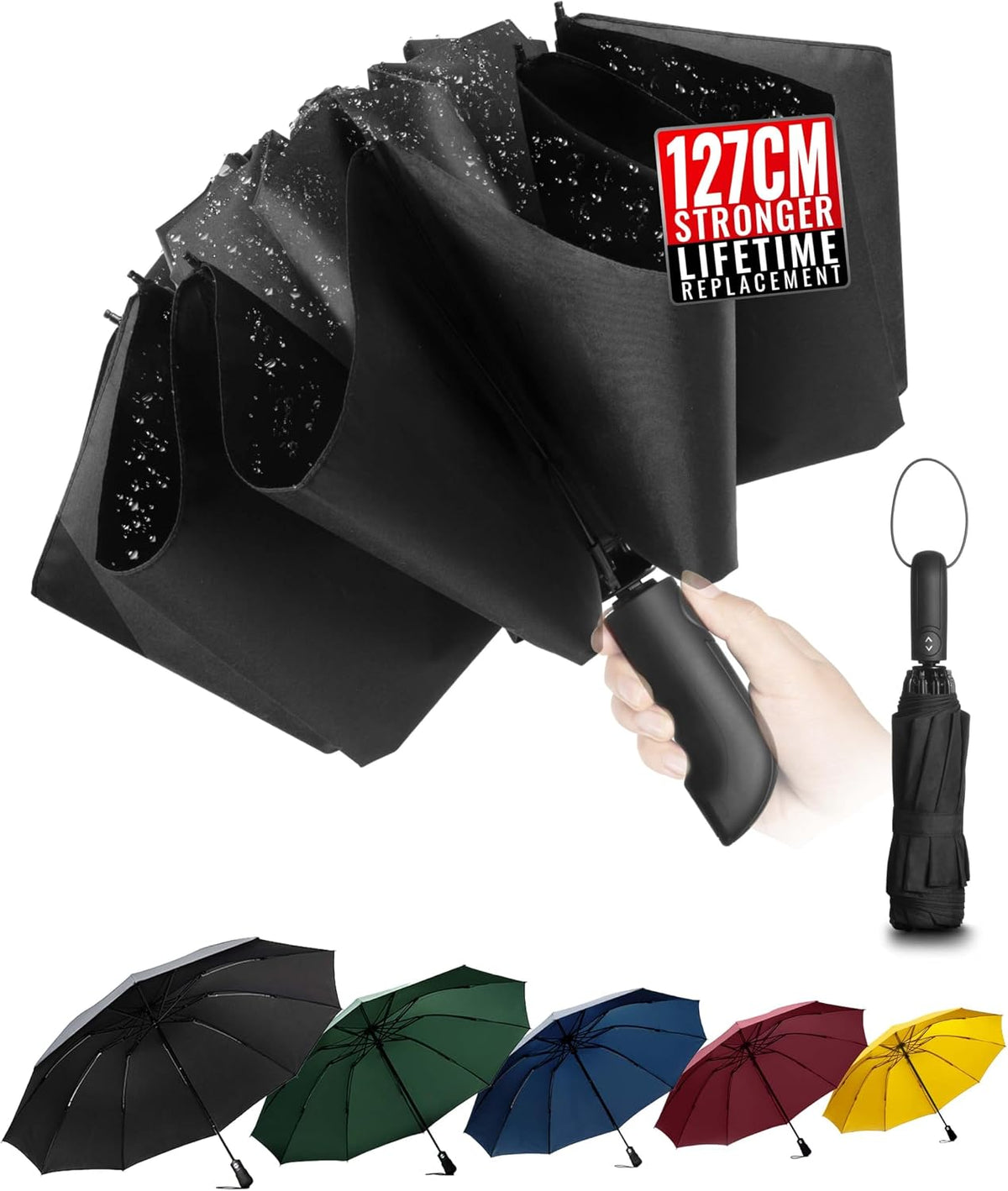 Conlun Travel Inverted Umbrella Compact Windproof- Automatic reverse Umbrellas for Rain - Folding Portable 10 Ribs Large Umbrella