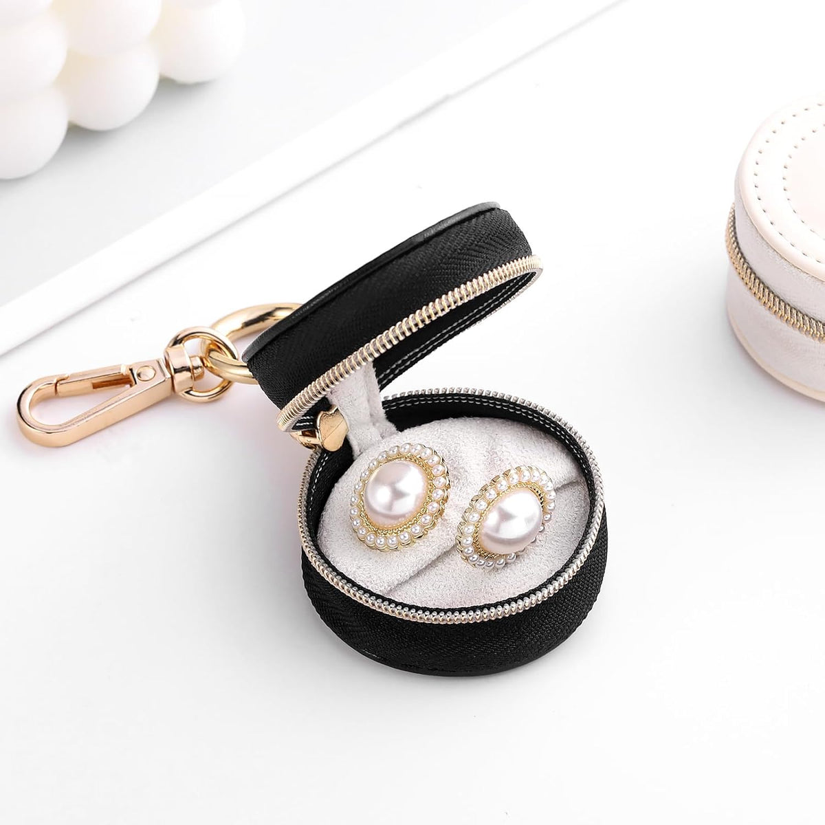 2 Pcs Portable Jewelry Ring Holder Boxs with Keychain