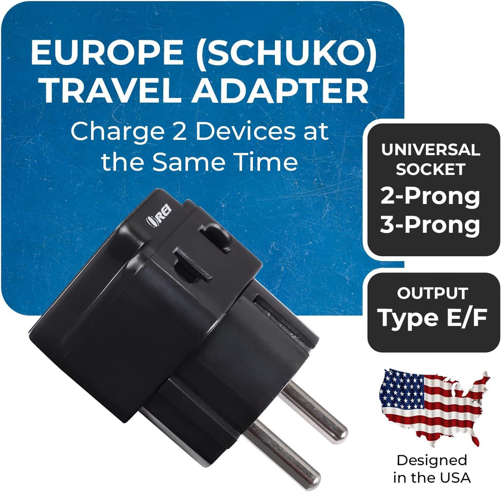 OREI Germany France Type E/F Travel Adapter Plug, 2-in-1 EU Outlet, 300 Pk