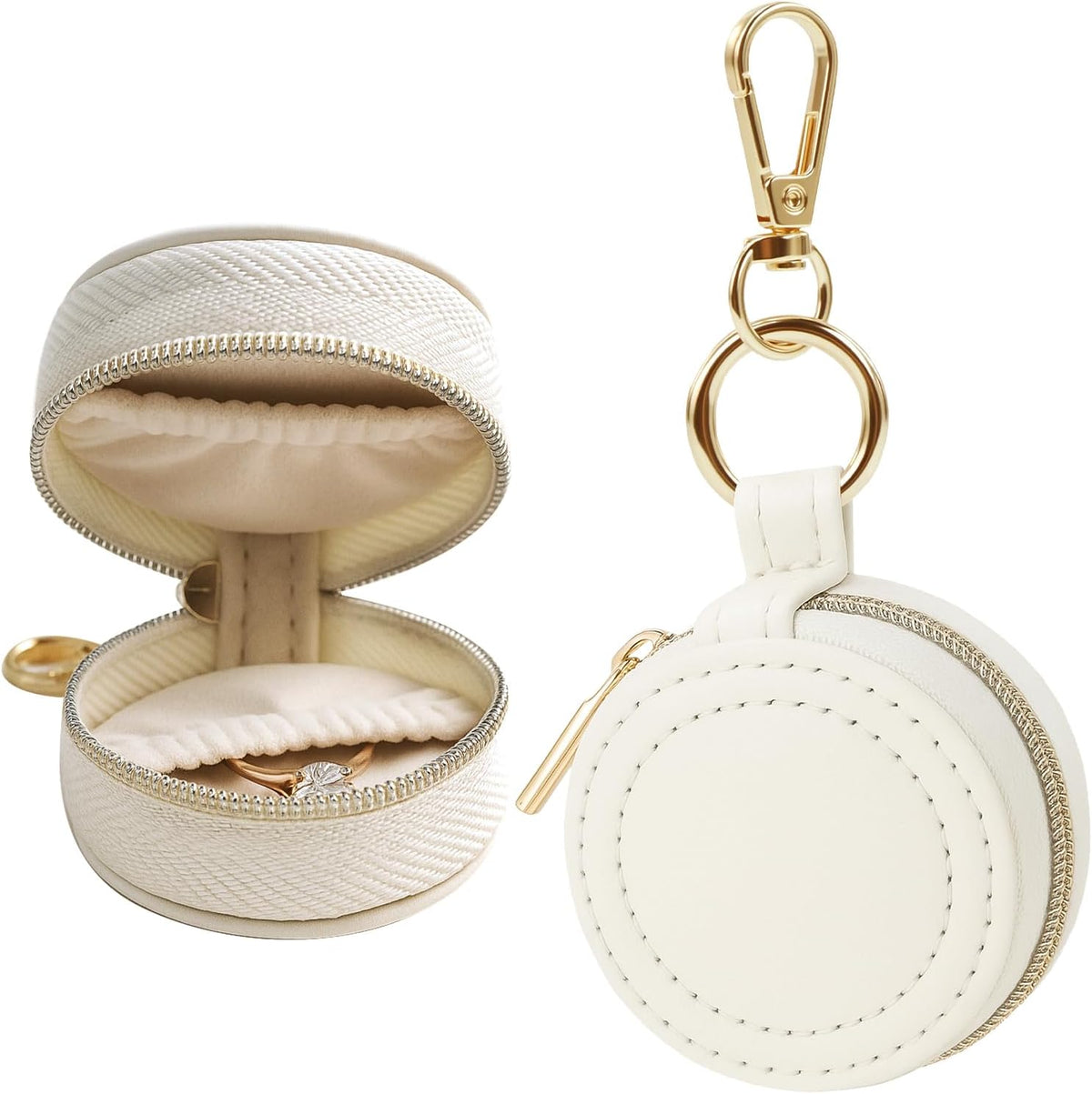 Portable Ring Keychain Holder - White Jewelry Holder