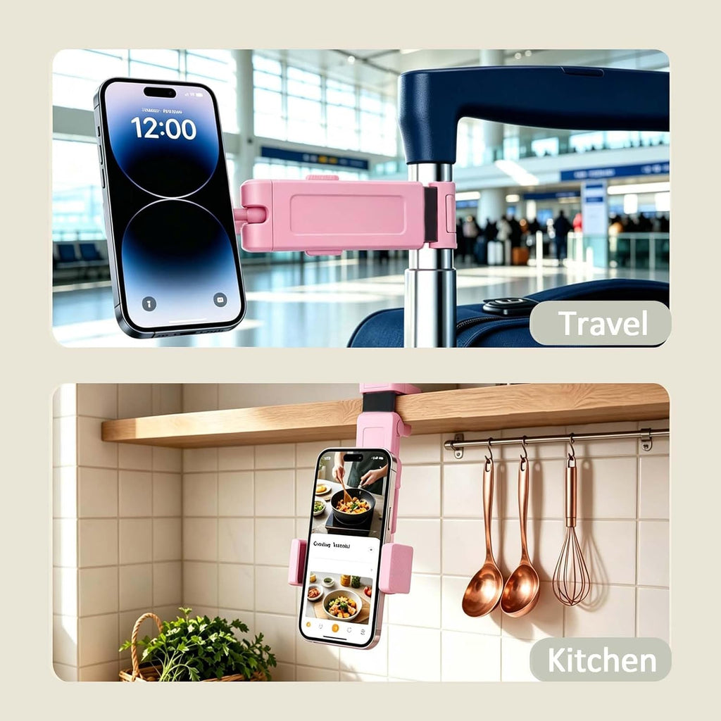 Airplane Travel Essentials Phone Holder for Desk,Magnetic Phone Holder with Clip, 360° Rotation, Travel Essential Mount for Airplane for Airplane, Travel Must Haves Phone Stand for Desk, Tray Table