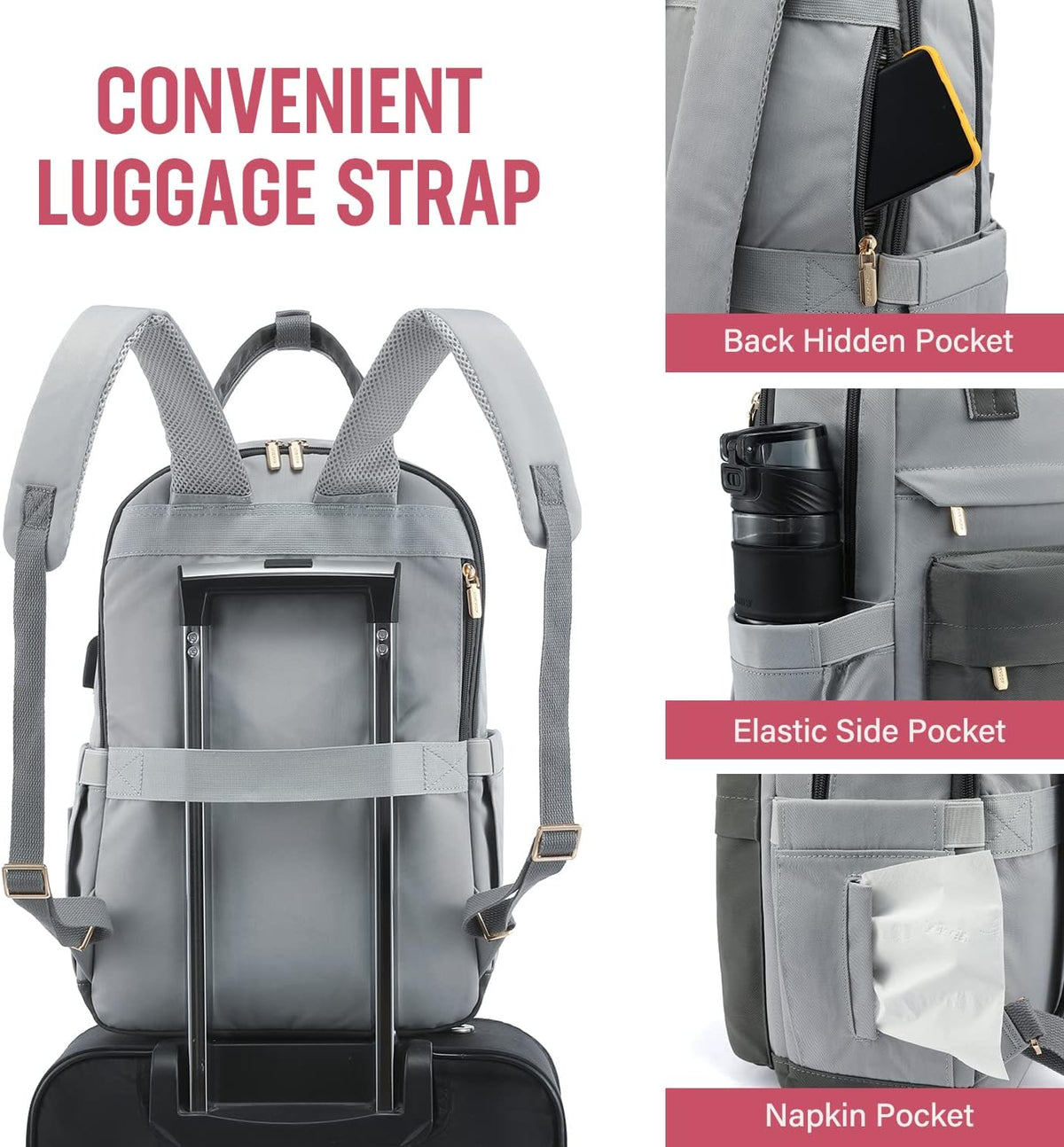 LOVEVOOK Laptop Backpack for Women 15.6 Inch Laptop Bag with USB Port, Fashion Waterproof Backpacks Teacher Nurse Stylish Travel Bags Vintage Daypacks Bookbag for College School Work
