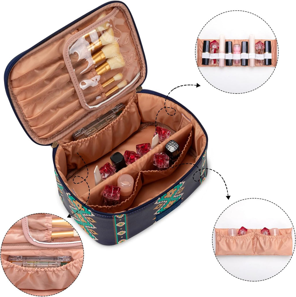 Wrangler Travel Makeup Bag 2pcs Set Cosmetic Bag with Makeup Brush Holder