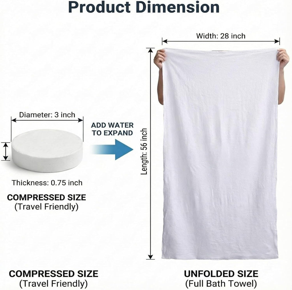 10 Pack Compressed Towels: Soft, Absorbent. Expands In Water For Travel Gym