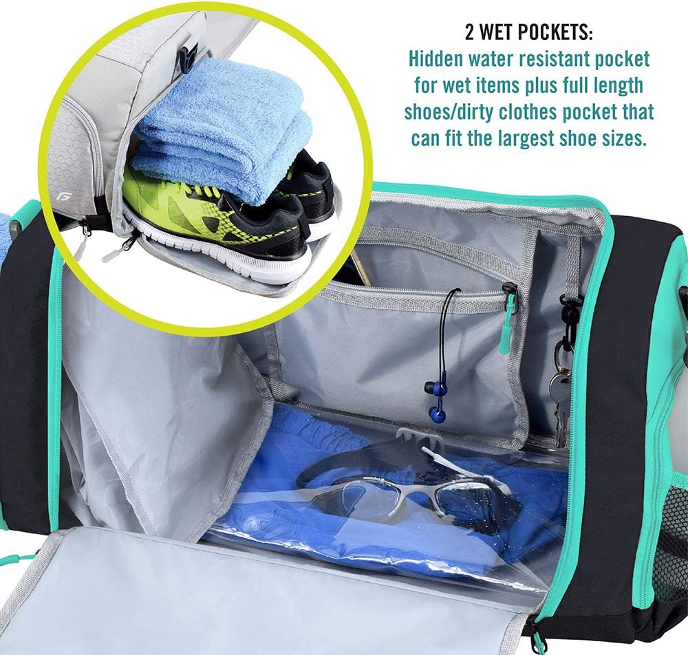 Ultimate Gym Bag 2.0: The Durable Crowdsource Designed Duffel Bag with 10 Optimal Compartments Including Water Resistant Pouch