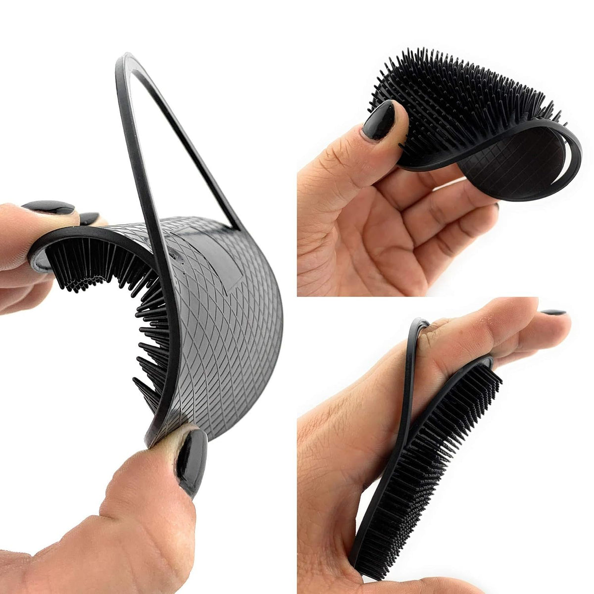 GENTS Pocket Palm Hair Brush Comb Set, 6 Pack, Travel Size, Black