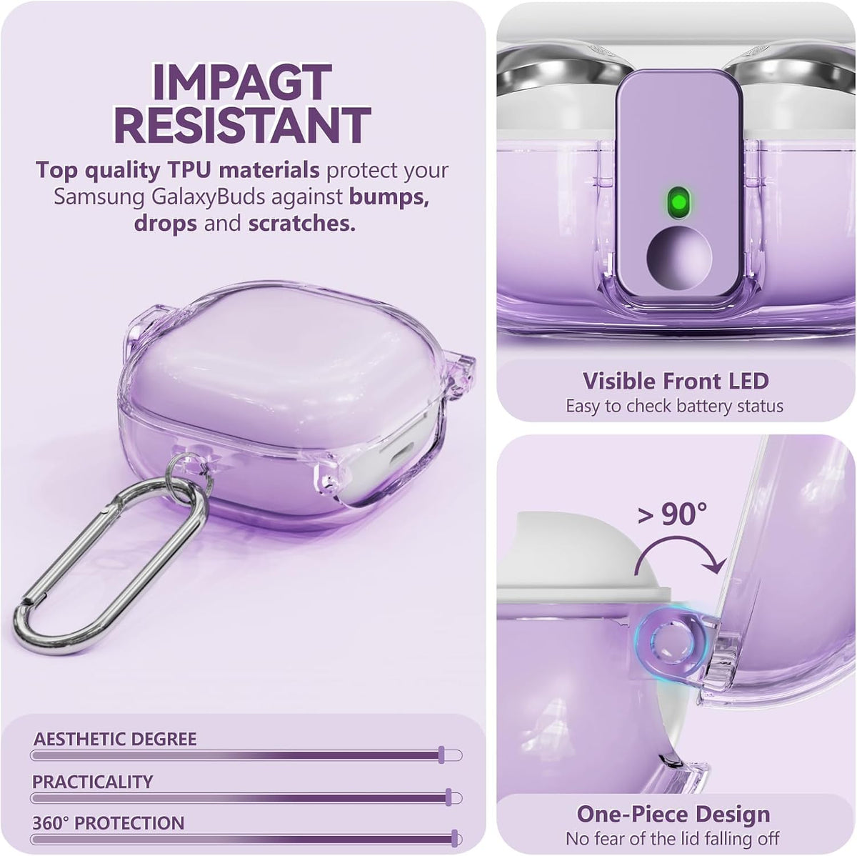 Inesore Case for Samsung Galaxy Buds FE/Buds 2/Pro/Live (Purple)