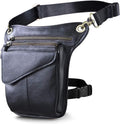 Le'aokuu Mens Genuine Leather Messenger Hiking Waist Hip Bum Pack Drop Leg Bag 211-3