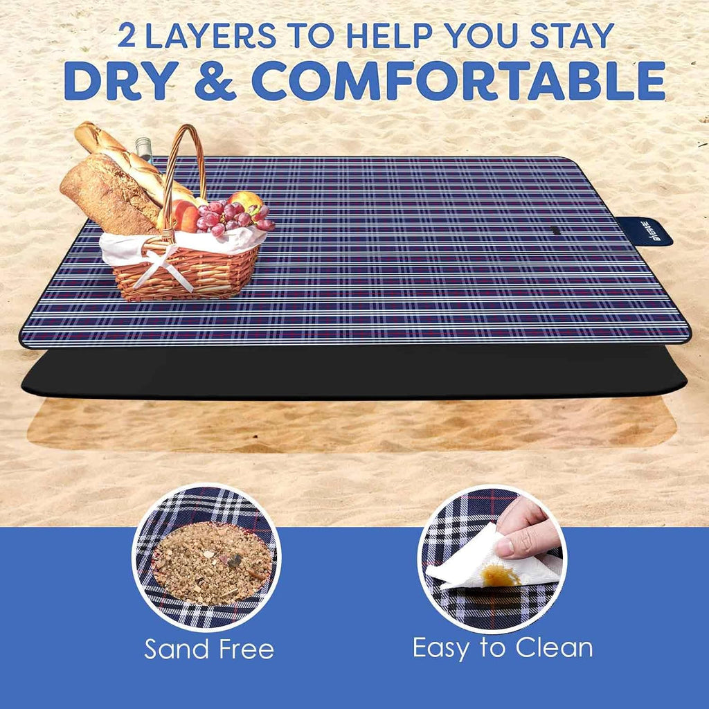 Picnic Beach Blanket, Sandfree Waterproof Outdoor Foldable Mat 80x60in