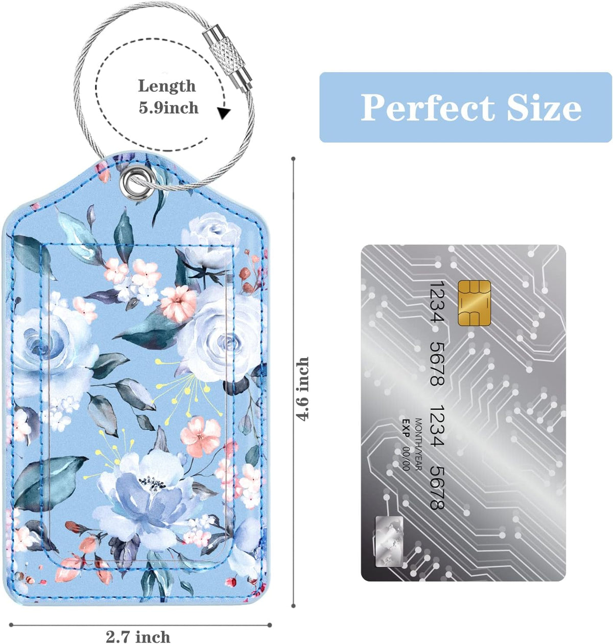 (2 Pack) Luggage Tag for Suitcases Leather Privacy Cover ID Label Travel