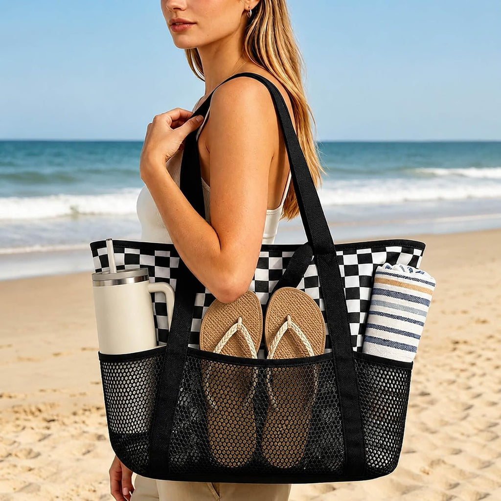 Beach Bags Waterproof Sandproof Mesh Tote – Foldable