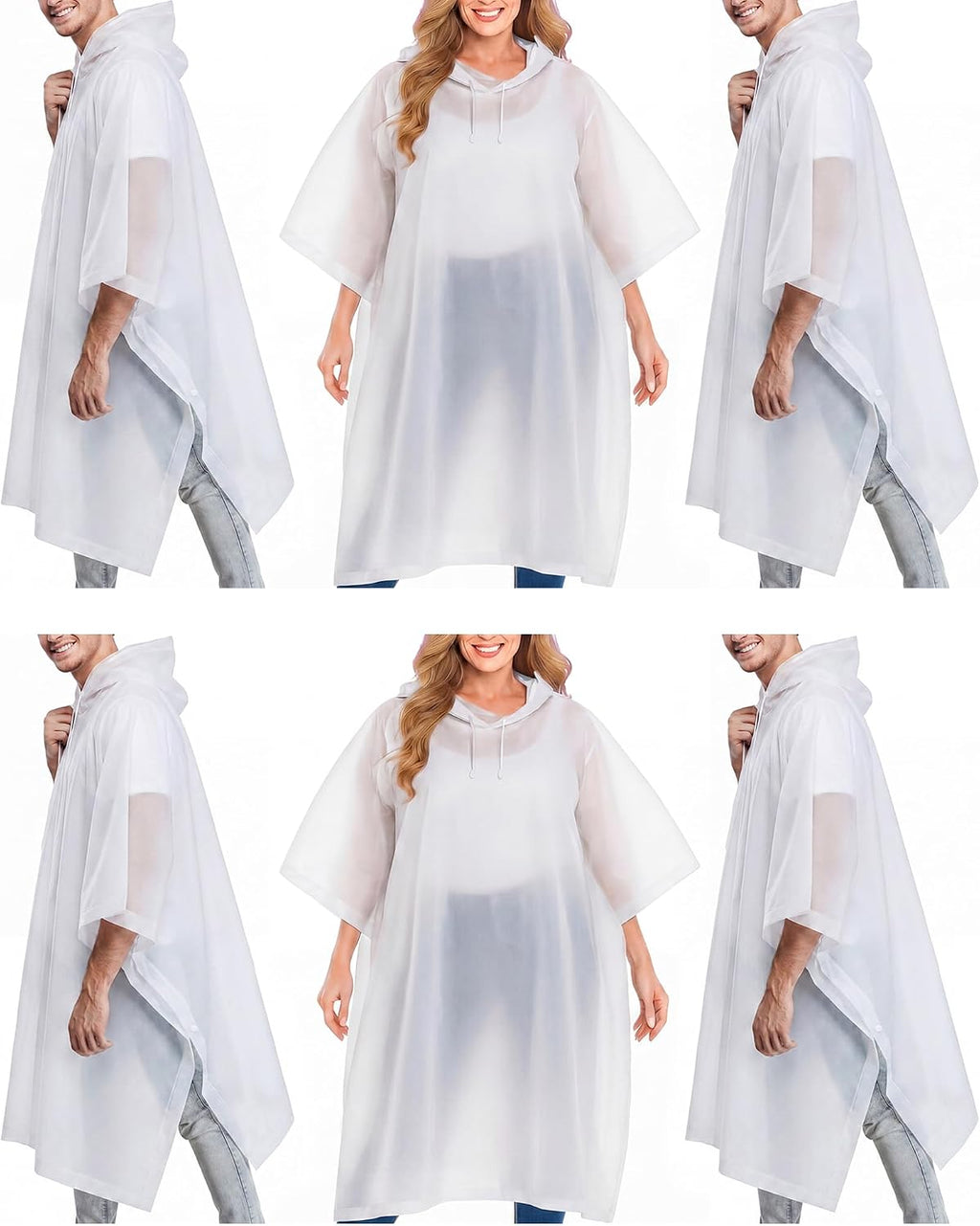 6pack Reusable Rain Poncho Adult
