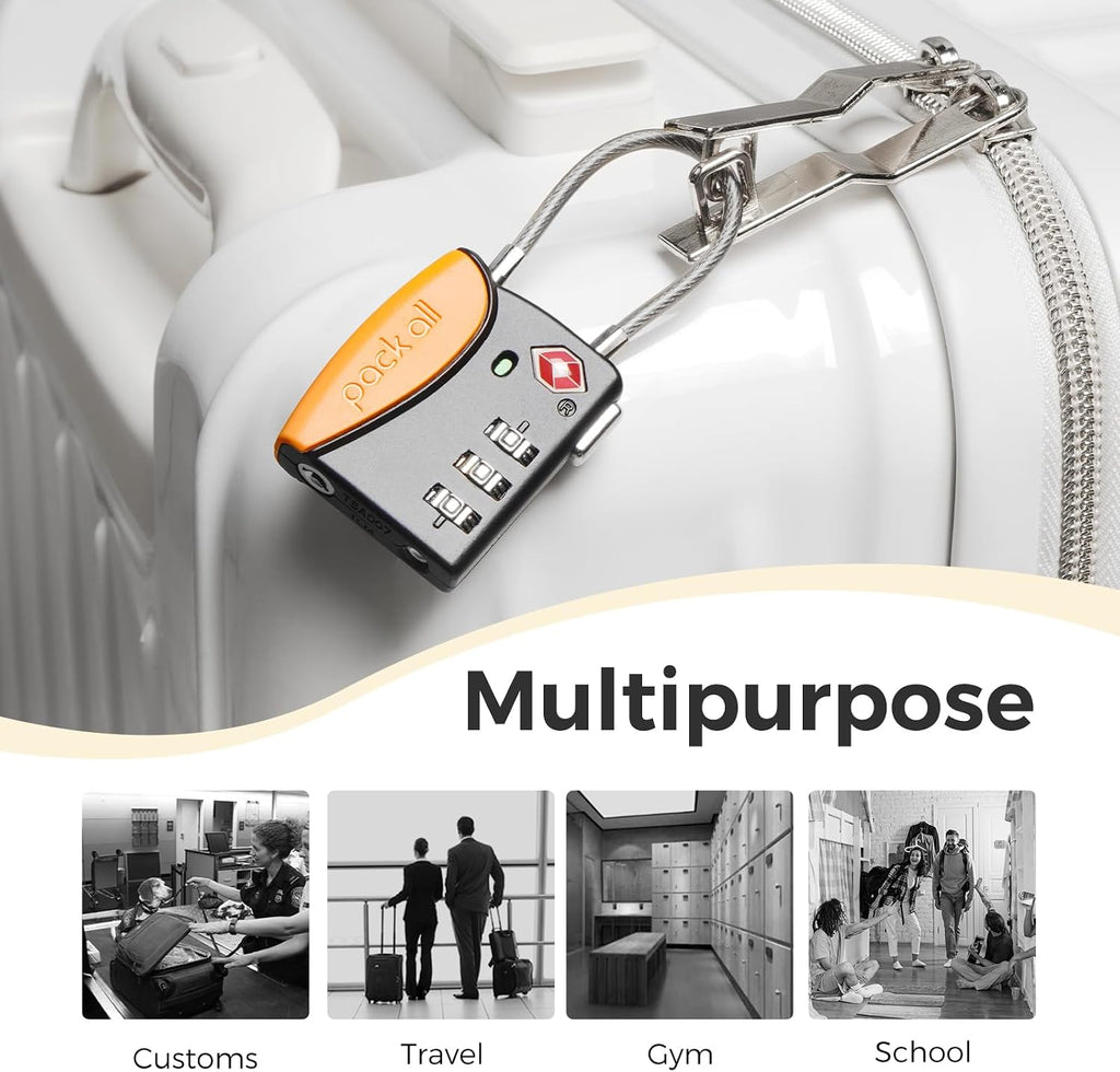 pack all TSA Approved Travel Luggage Locks, Resettable 3-Digit Code