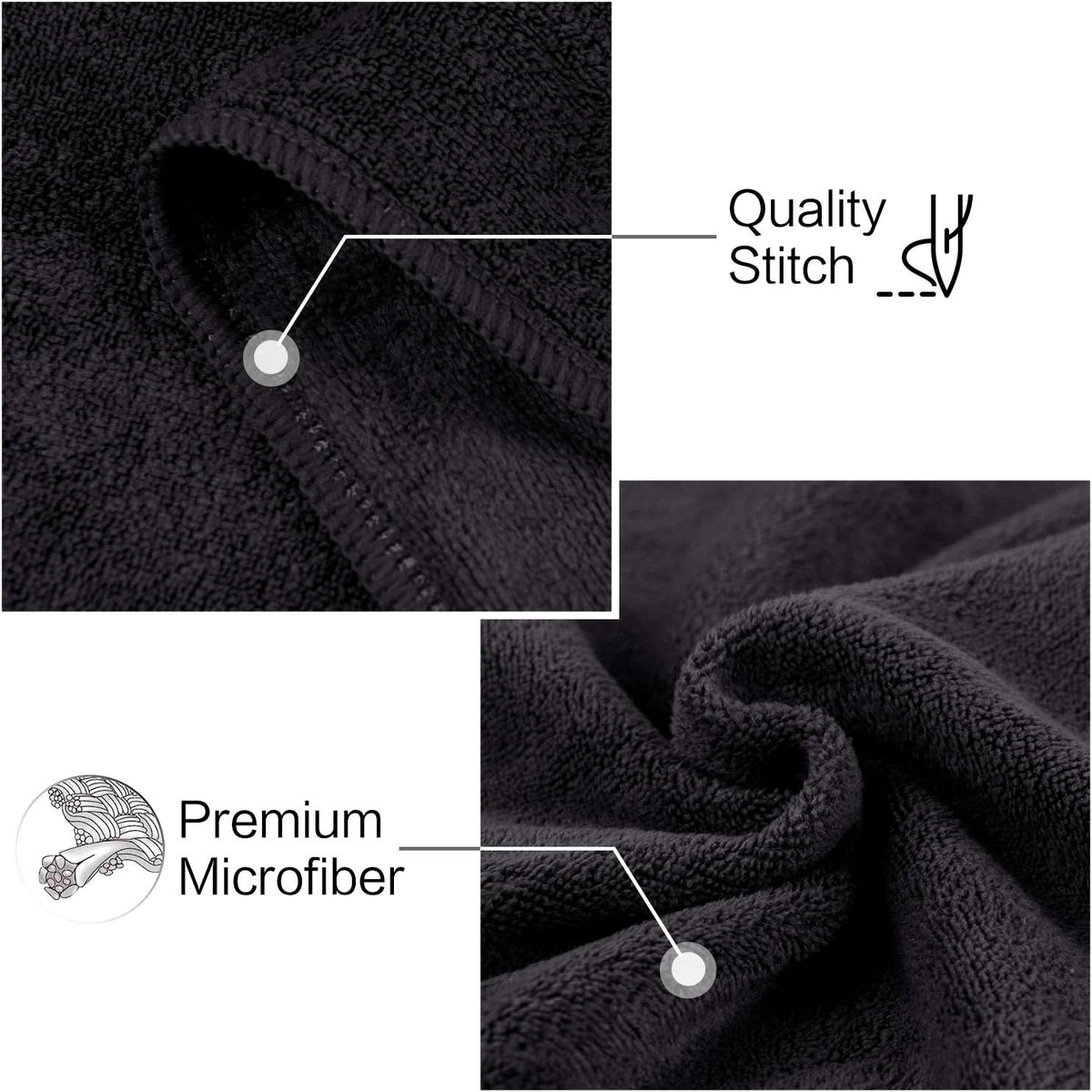 SUNLAND Microfiber Gym Bath Towels for Men Women 24x48In