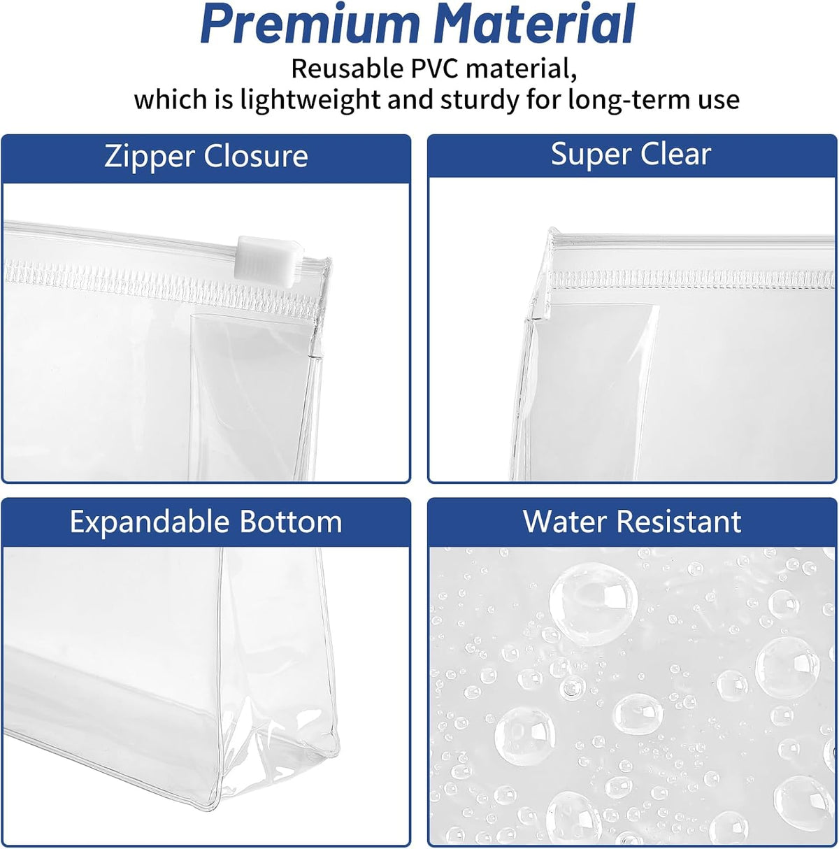 Ohuimrt Mini Clear Makeup Bags, 7.9" x 5.9" x 2", 12 PCS