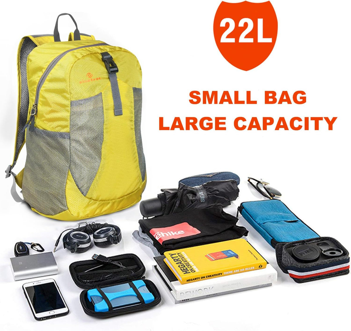 sinotron 22L Lightweight Packable Hiking Backpack, Small Hiking Backpack Day Pack for Women Men Travel Camping Vacation