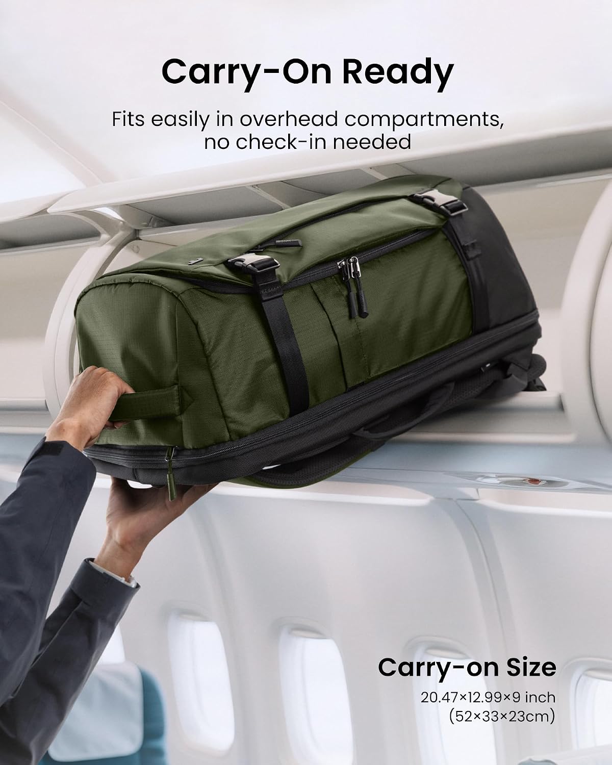 tomtoc Travel Backpack 40L, TSA Carry On Bag Flight Approved, PFAS Free