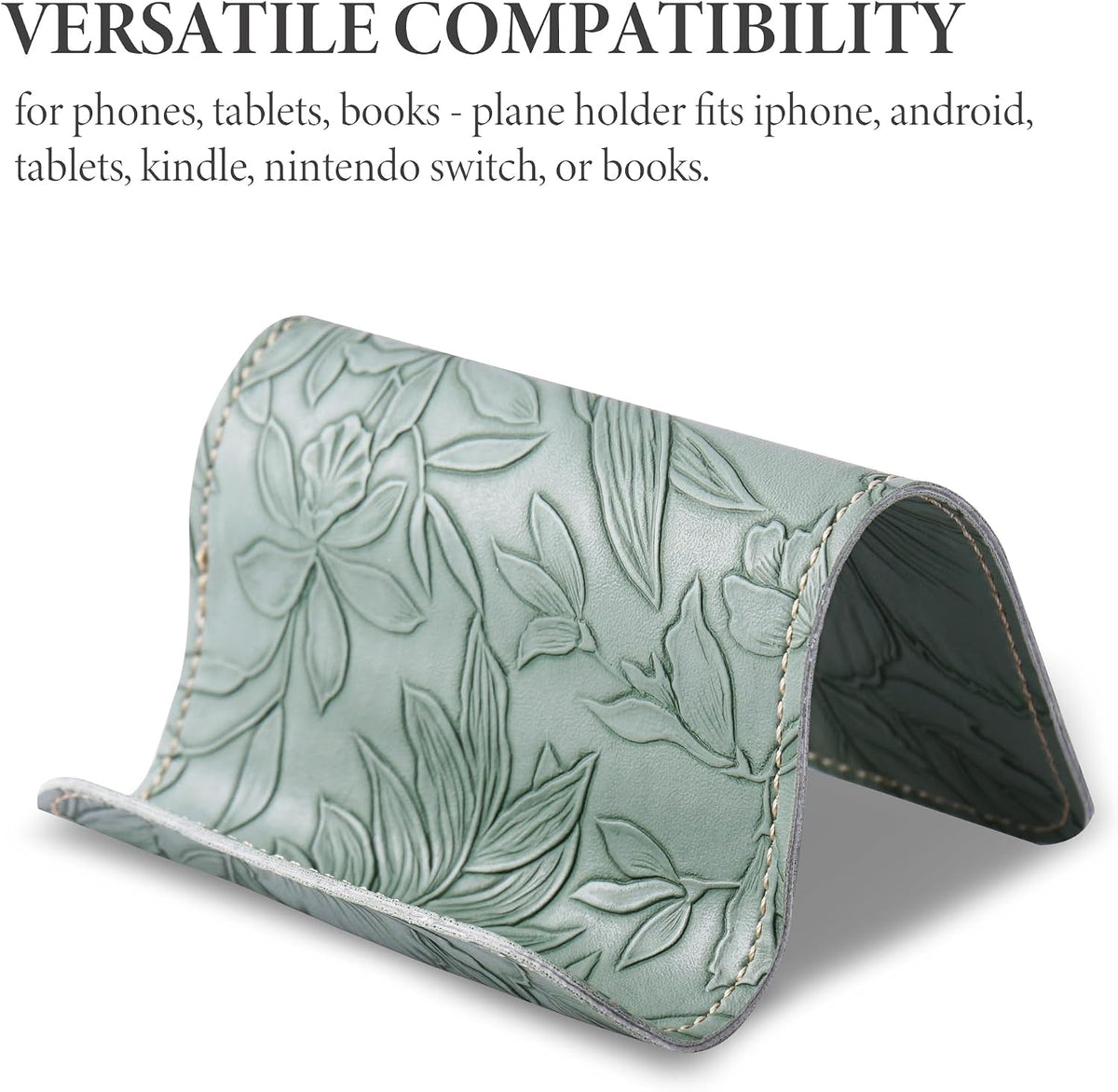 Airplane Travel Essentials for Flying Flex Flap Cell Phone Holder & Flexible Tablet Stand for Desk, Bed, Treadmill, Home & in-Flight Airplane Travel Accessories(1-Carved Green)