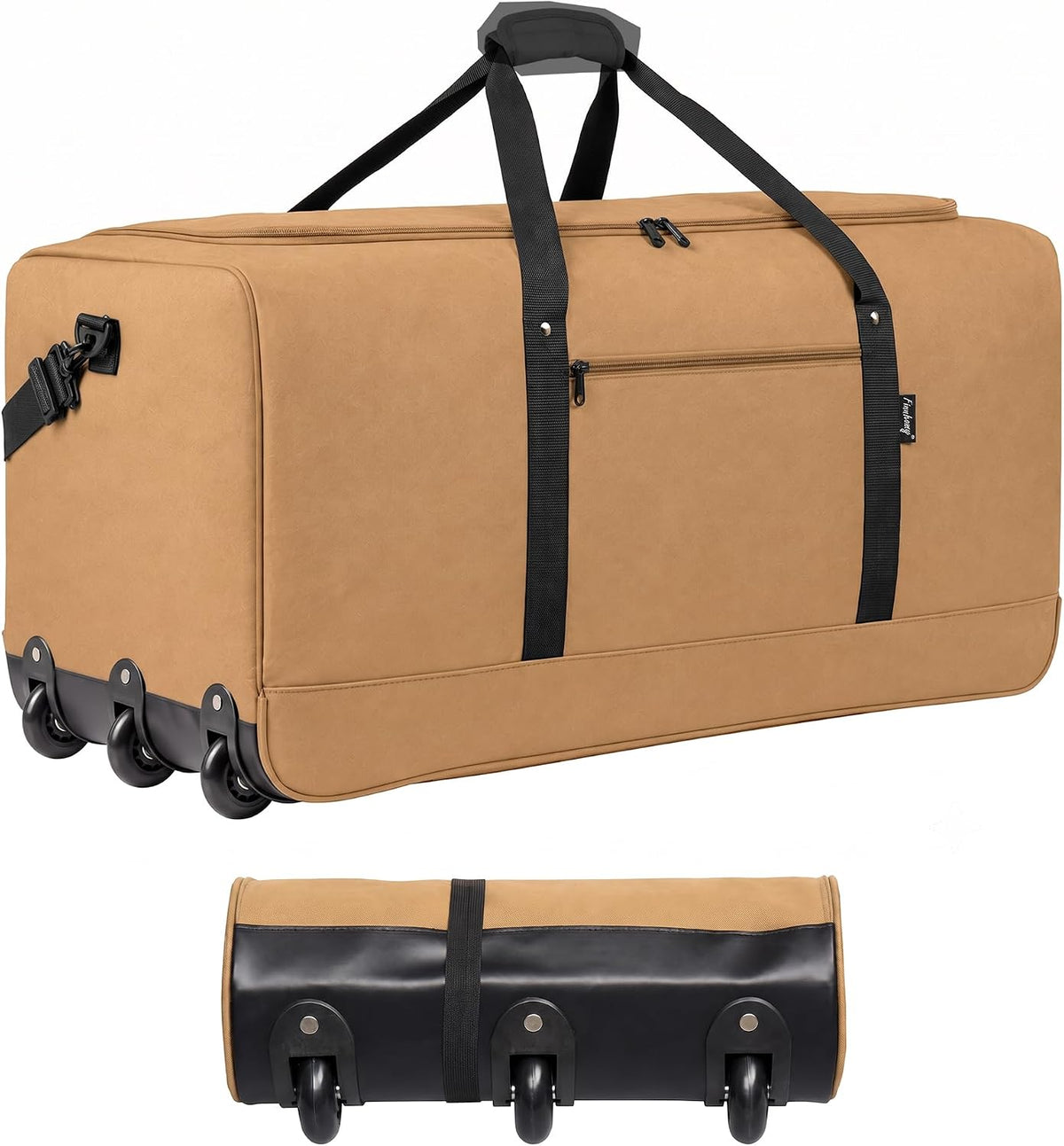 Finnhomy 120L Foldable Rolling Duffel Bag with 3 Wheels, Light Weight Travel Duffel bag with Large Loading Capacity, 32'' Rolling Duffel bag with Shoulder Strap