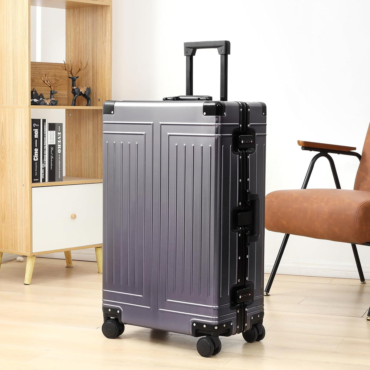 All Aluminum Magnesium Carry On Luggage，Cut from Whole Aluminum Sheet，22x14x9 Airline Approved ，（3rd Generation，Premium Magnesium Metal zipperless suitcase ） (grey, 28inch)