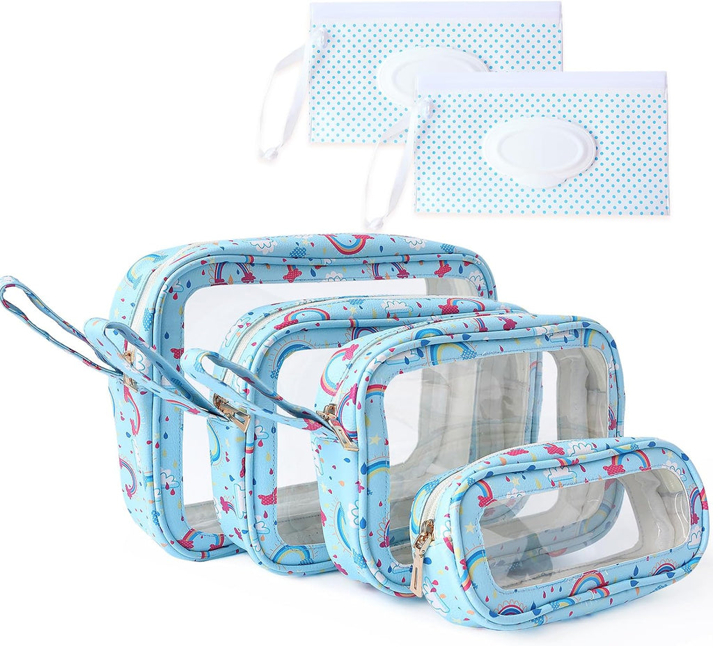 6 PCS Set TPU Diaper Bag Organizer Pouches & Wipe Dispenser, Rainbow